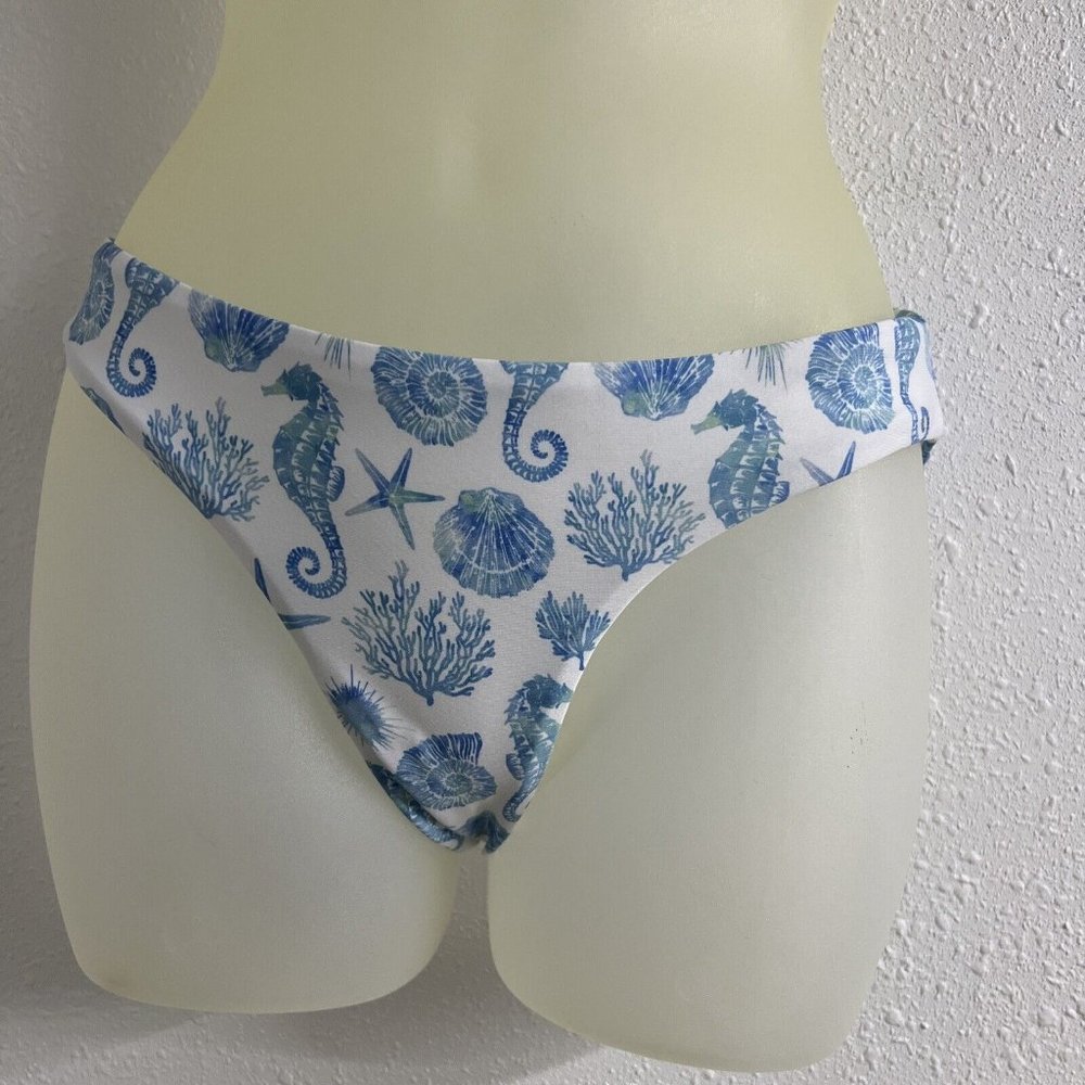 Women AQUA Swim Blue Sea Life Bikini Bottom B4HP